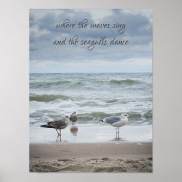 Meerblick: Wellen und Möwen Poster