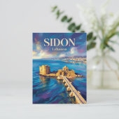 Meerburg Sidon Libanon Postkarte (Stehend Vorderseite)