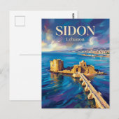 Meerburg Sidon Libanon Postkarte (Vorne/Hinten)
