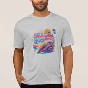 Meere - 80er - Neon Muschel & Sunset Wave Sports T T-Shirt