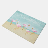 Meere und Gruß-Aquarell-Rosa-Flamingos Fußmatte (Schrägansicht)