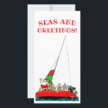 Meere und Gruß-Seeweihnachtskarte Feiertagskarte<br><div class="desc">Sankt,  der Seemann,  segelt mit seinen Ren ausgebreiteten Meeren und Grüßen zu allen seinen Bootfahrtfreunden,  die Liebe,  am Weihnachten zu segeln.</div>