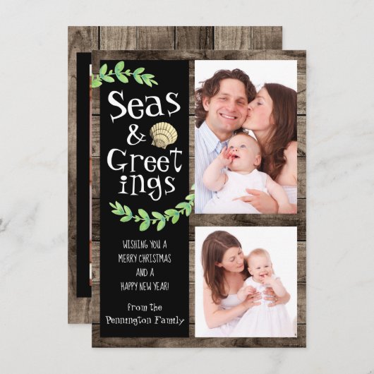Meere und Grüße FotoCollage Feiertagskarte (Vorne/Hinten)