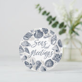 Meere und Grüße | Nautic Seashell Foto Card Einladung (Stehend Vorderseite)