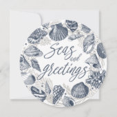Meere und Grüße | Nautic Seashell Foto Card Einladung (Vorderseite)