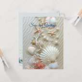 Meere und Grüße Starfish Pink Coral Pearls Karte (Vorderseite/Rückseite Beispiel)