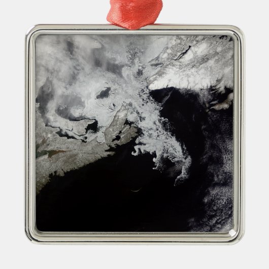 Meereis füllt den Golf von St. Lawrence Silbernes Ornament (Vorne)