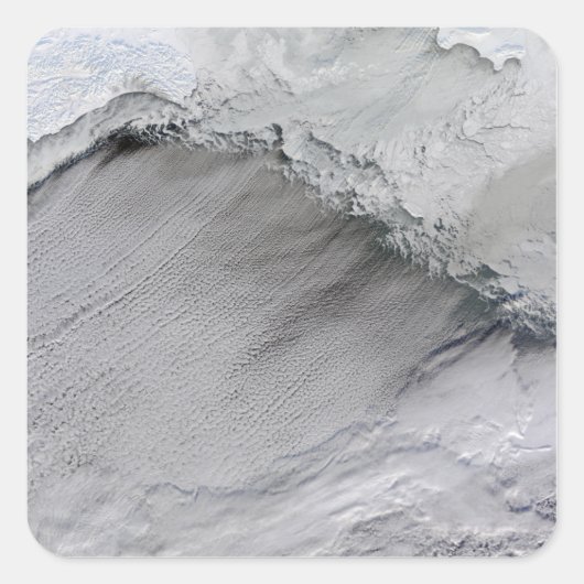 Meereis und Nebenstraßen im Beringmeer Quadratischer Aufkleber (Vorderseite)
