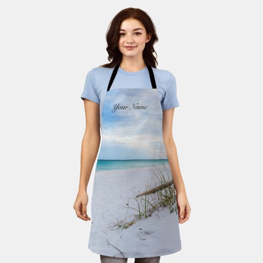 Meereiser und Weißer Sandstrand Morgens Schürze (Getragen)