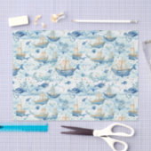 Meeres-Boote mit Wal-Decoupage Seidenpapier (Handwerk)