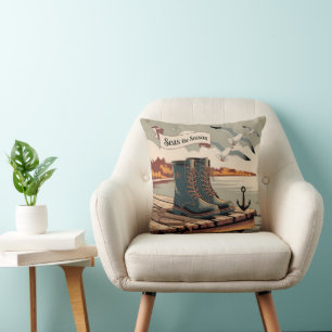 Meeres Saison Vintage Maritime Banner Kunst Kissen
