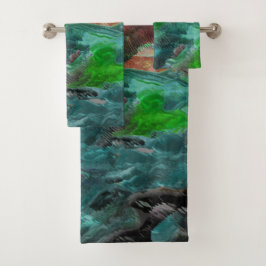 Meeresalgen oder Seekorallen mit Wellenwirkung Badhandtuch Set