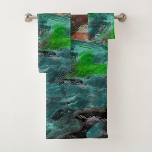 Meeresalgen oder Seekorallen mit Wellenwirkung Badhandtuch Set (Insitu)