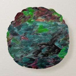 Meeresalgen oder Seekorallen mit Wellenwirkung Rundes Kissen