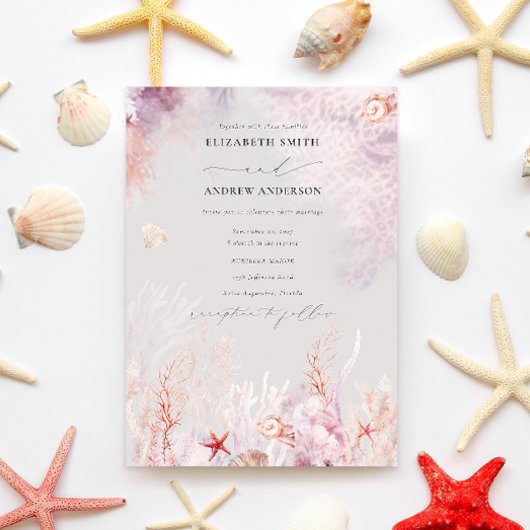 Meeresalgen | Seashell Watercolor Wedding Einladung