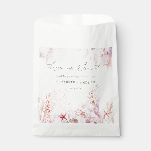 Meeresalgen | Seashell Watercolor Wedding Geschenktütchen (Vorderseite)