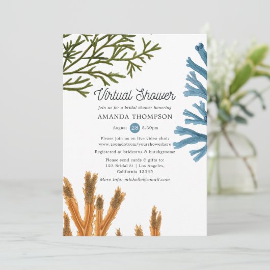 Meeresalgen Virtual Brautparty Einladung (Stehend Vorderseite)