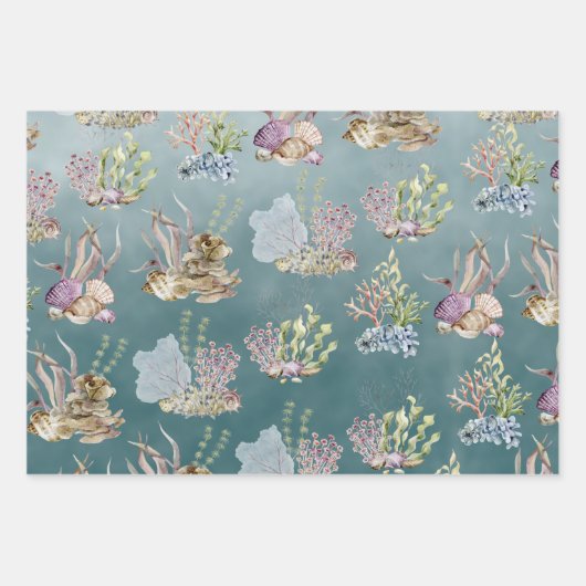 Meeresalgenkoralle unter dem tiefen Grünen Meer Geschenkpapier Set (Vorderseite)