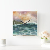 Meeresansicht 264 Meereswelle Quadratische Wanduhr (Zuhause)