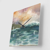 Meeresansicht 264 Meereswelle Quadratische Wanduhr (Winkel)