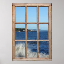 Meeresansicht von einem Fenster mit Meeresspray