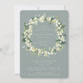 Meeresbeere Grüne Snowbere+Eukalyptus Brautparty Einladung (Vorderseite)