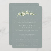 Meeresbeere Grüne Snowbere+Eukalyptus Brautparty Einladung (Vorne/Hinten)