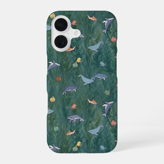 Meeresbewohner (Wal, Oktopus & Hai) iPhone 16 Hülle (Rückseite)