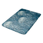 Meeresblau und Weißgelb-Muster Badematte (Schrägansicht)