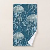 Meeresblau und Weißgelb-Muster Badhandtuch Set (Handtuch)