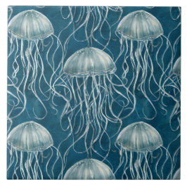 Meeresblau und Weißgelb-Muster Fliese