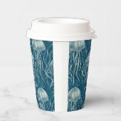 Meeresblau und Weißgelb-Muster Pappbecher (Rechts)