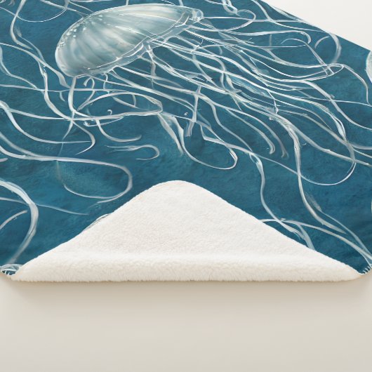 Meeresblau und Weißgelb-Muster Sherpadecke (3/4)