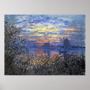 Meeresblick mit Sonnenuntergang von Claude Monet Poster