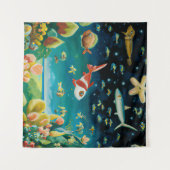 Meeresboden voller farbiger Fischkorallen Wandteppich (Vorderseite (Horizontal))