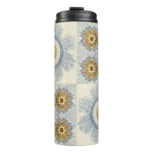 Meeresbotanik-Karo-Muster Cream Thermosbecher