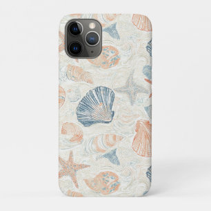 Meeresbotanische Muschel Blau Koralle Pfirsich Mus Case-Mate iPhone Hülle