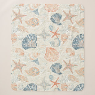 Meeresbotanische Muschel Blau Koralle Pfirsich Mus Sherpadecke