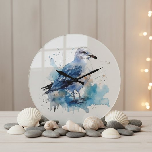 Meeresbrise: Aquareller Seagull Große Wanduhr