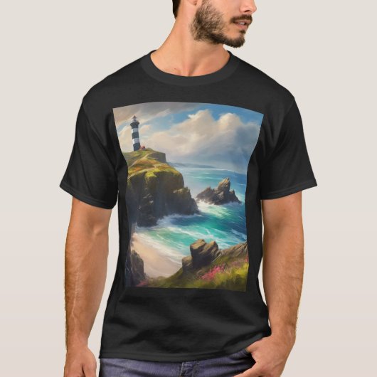 Meeresbrise mit Leuchtturm T-Shirt (Vorderseite)