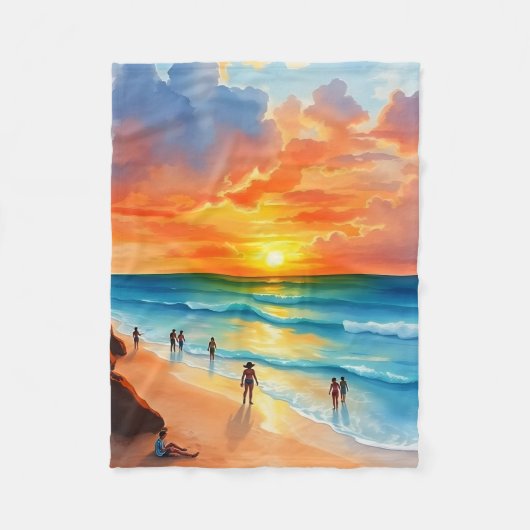 Meeresbrise und fiery Skies Fleecedecke (Vorderseite)