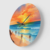 Meeresbrise und fiery Skies Große Wanduhr (Winkel)