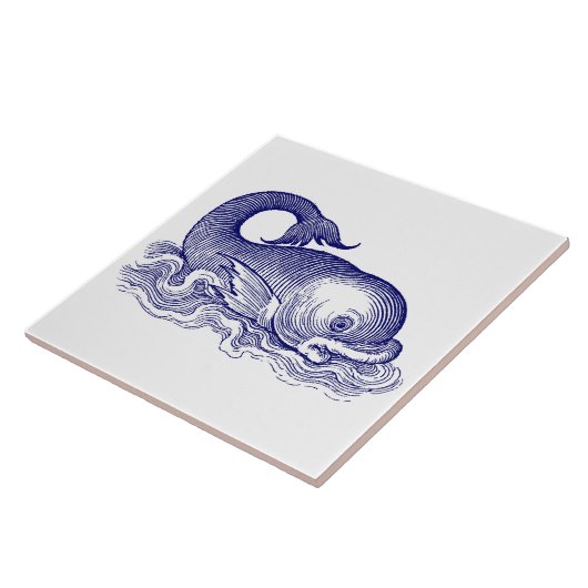 Meeresdelphin oder Fisch Blau und Weiß Fliese (Seite)