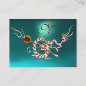 MEERESDRAGON 2 AQUAMARINE MONOGRAM Blau rot Visitenkarte (Rückseite)