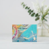 MEERESDRAGON, blau-gelb-rosa lila Visitenkarte (Stehend Vorderseite)