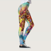 MEERESDRAGON in Blue Gold Yellow Pink Fantasy Leggings (Rechts)
