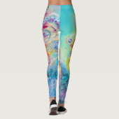 MEERESDRAGON in Blue Gold Yellow Pink Fantasy Leggings (Rückseite)