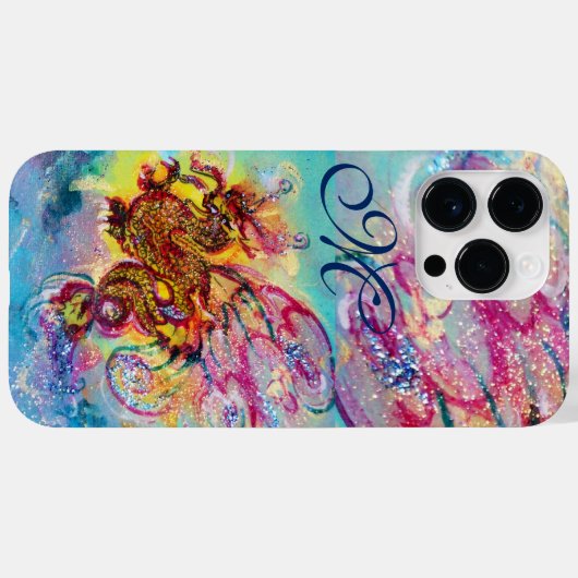 MEERESDRAGON IN GOLD BLAU GLITZERN MONOGRAM Case-Mate iPhone HÜLLE (Rückseite (Horizontal))