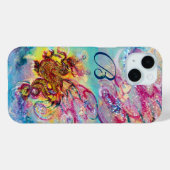 MEERESDRAGON IN GOLD BLAU GLITZERN MONOGRAM Case-Mate iPhone HÜLLE (Rückseite (Horizontal))