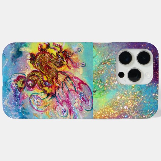 MEERESDRAGON IN GOLD BLAUE GLITZERN Case-Mate iPhone HÜLLE (Rückseite (Horizontal))